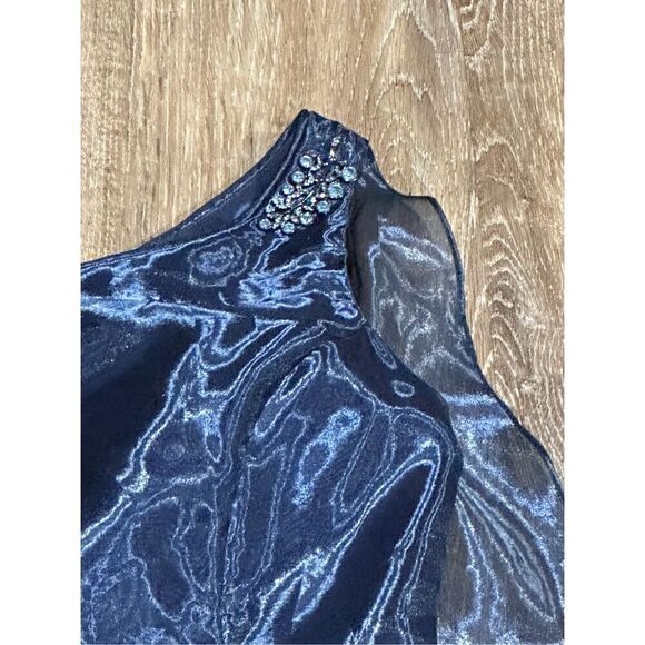 Scott McClintock navy evening gown one shoulder organza dress 6 dead stock vinta - Picture 10 of 15